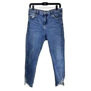 TOPSHOP Men's High Quality Blue Skinny Jeans with Chewed Up Ankles Petite 34W